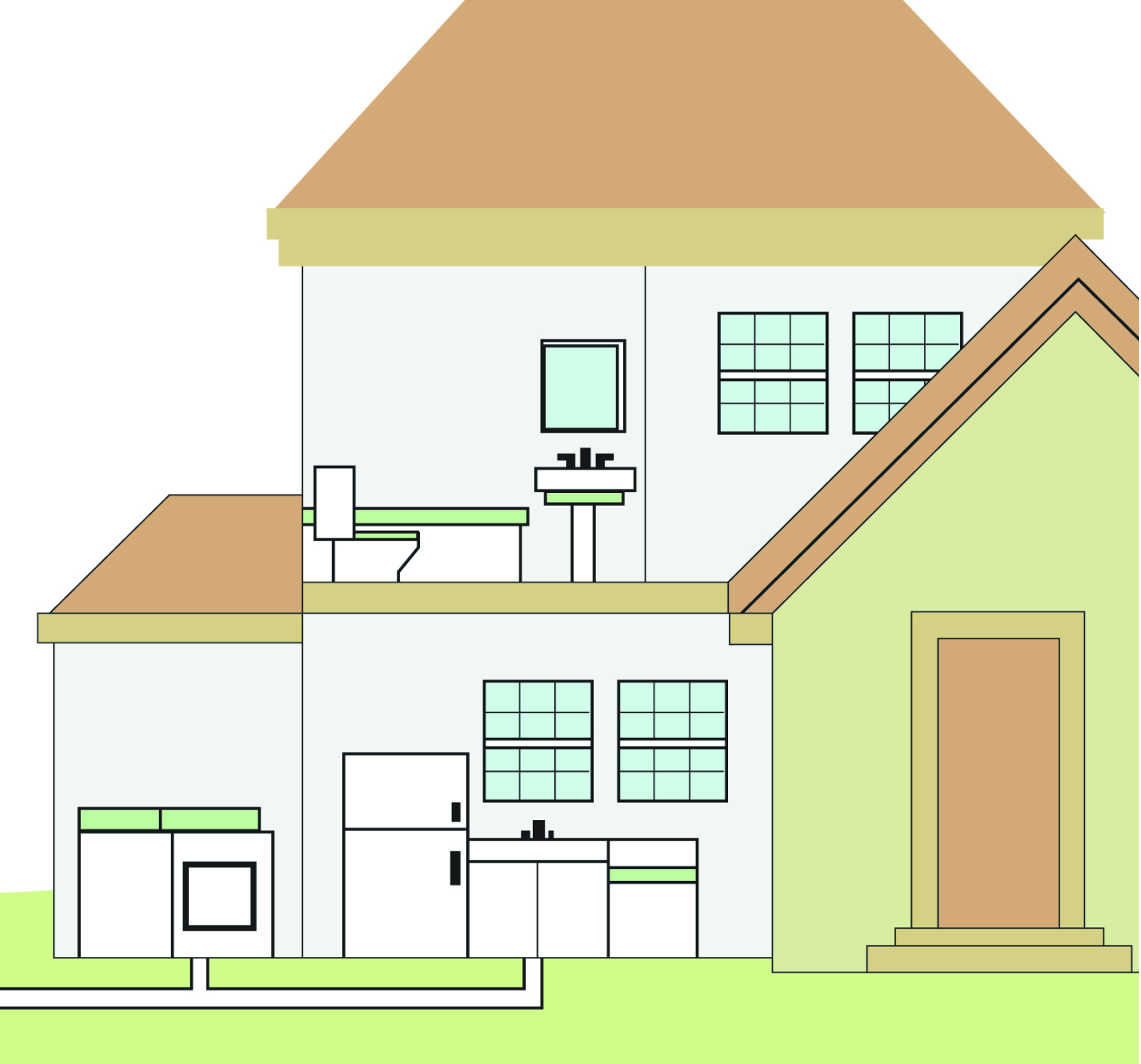 house with pipes illustration
